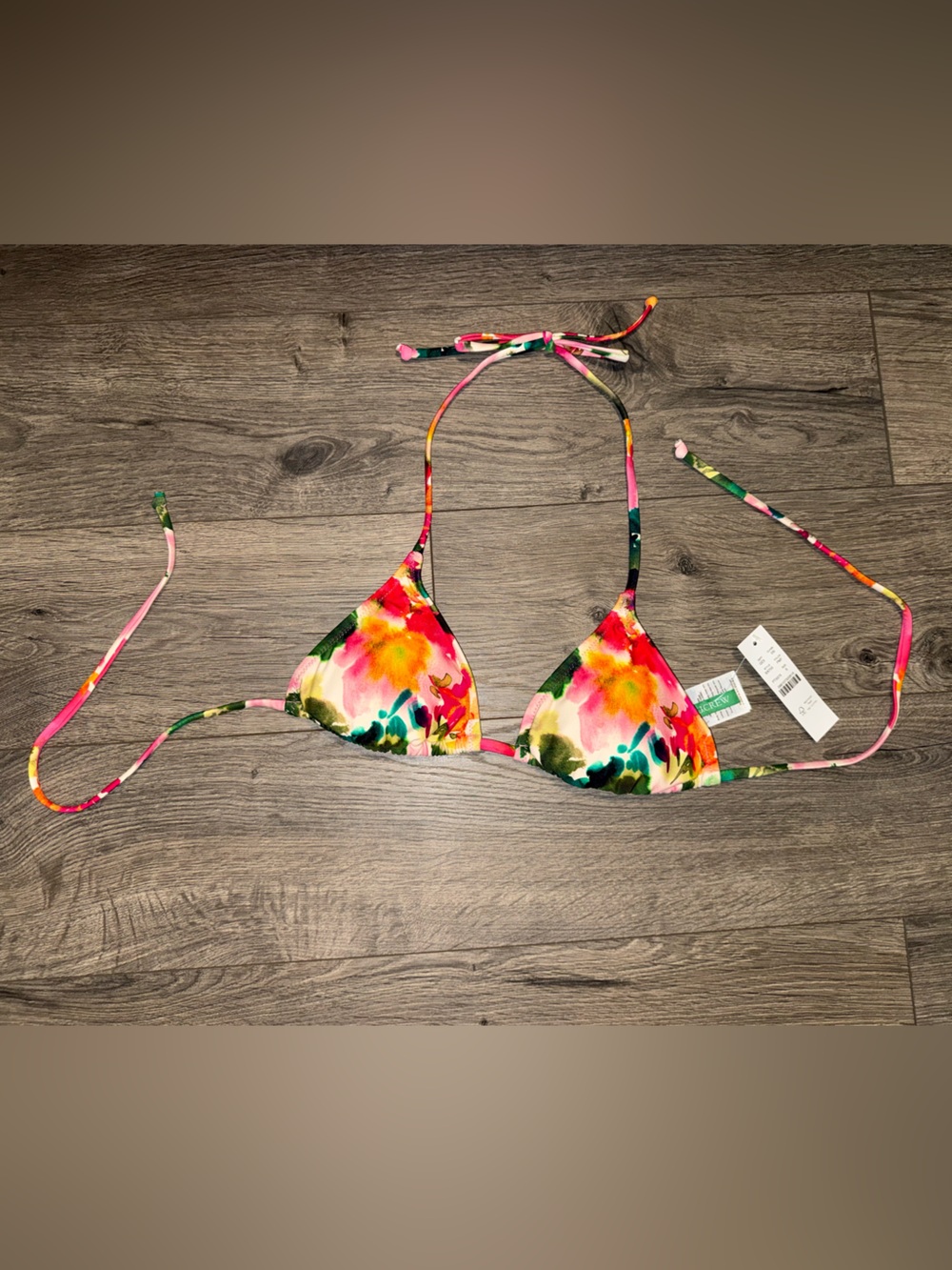 J. Crew Floral Triangle Bikini Top - size small NWT